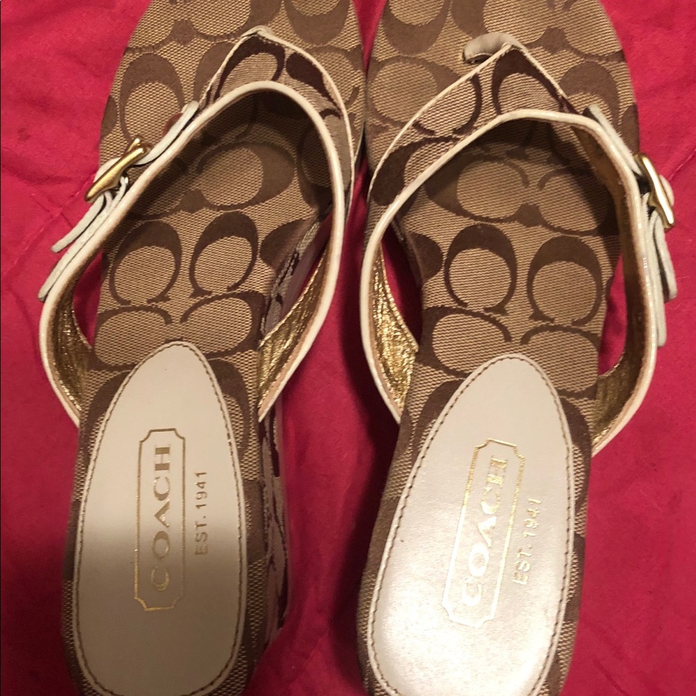 Authentic Coach flip flops.